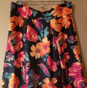 Floral Scuba Floral Print Midi Skirt